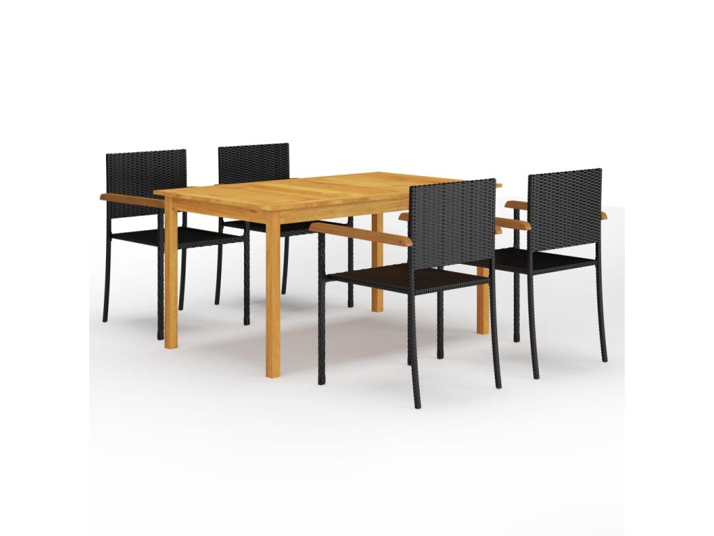 Ensemble de salle à manger de jardin 5 pièces Noir BAJS27641