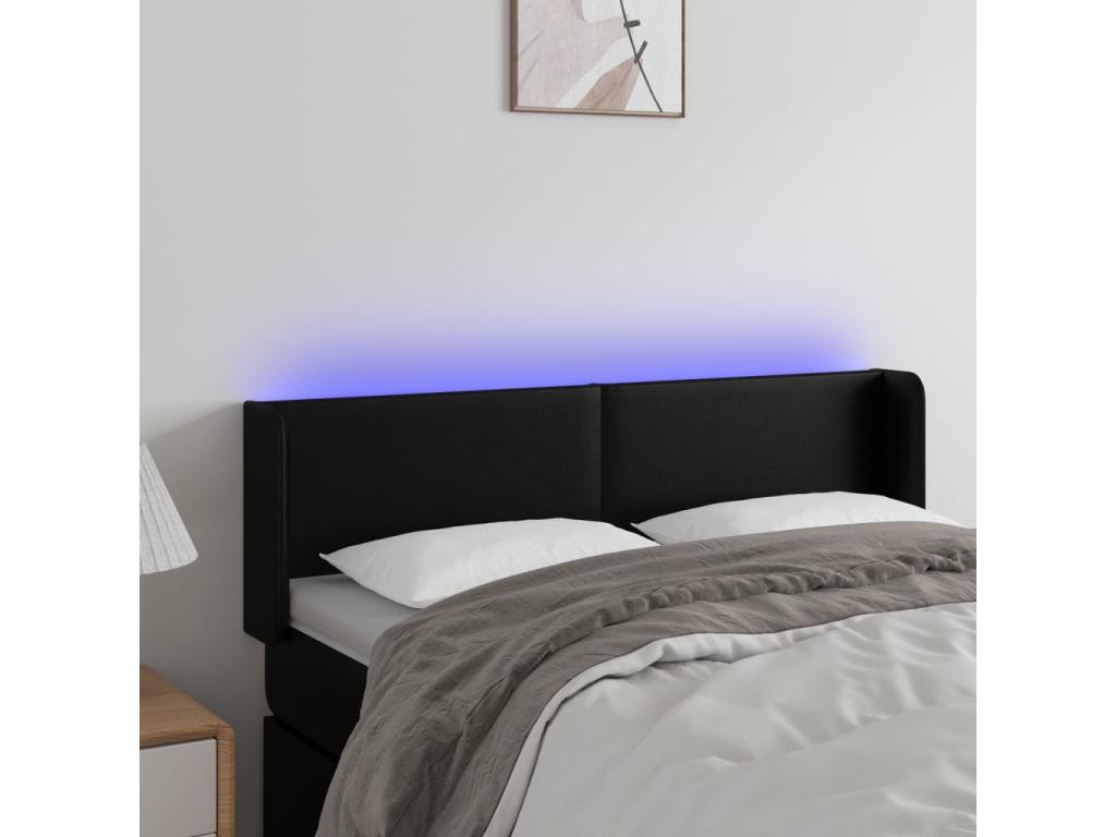 Tête de lit à LED Noir 147x16x78/88 cm Similicuir LRVO47435