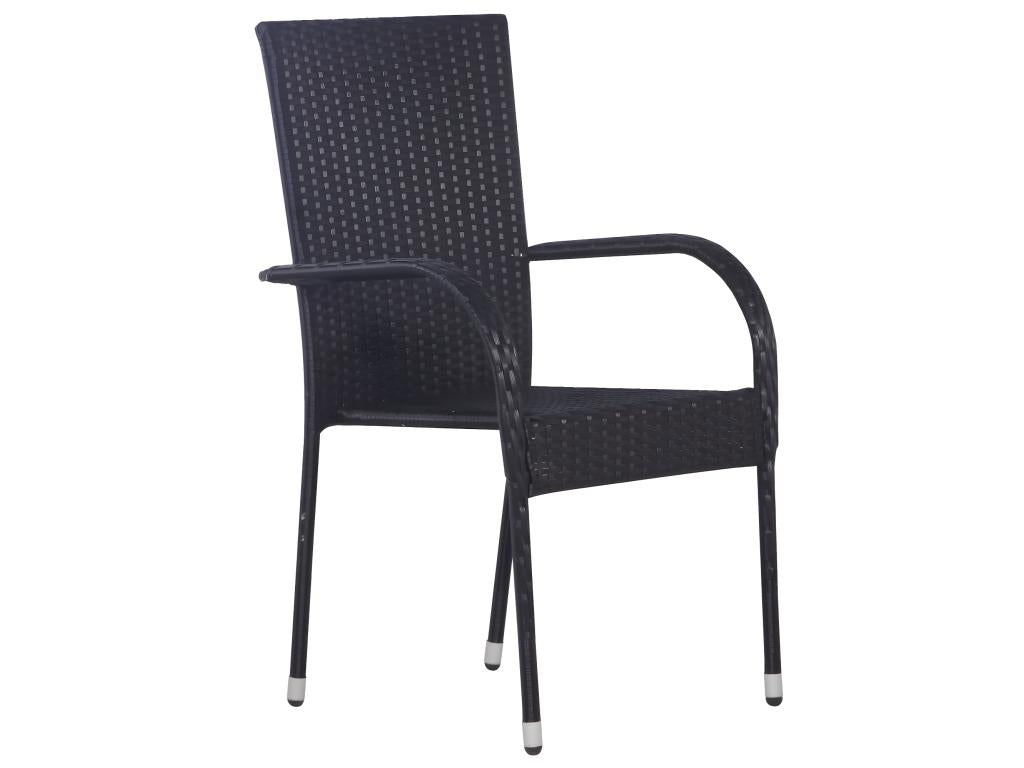 Chaises empilables d'extérieur lot de 4 Résine tressée Noir RGRH76462
