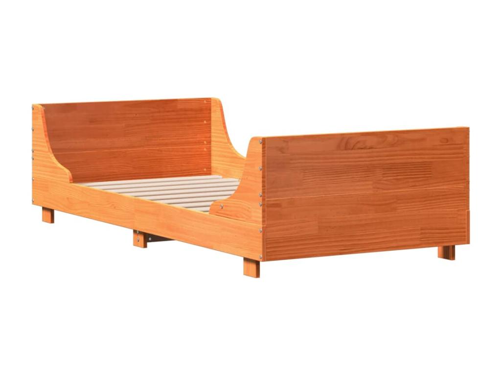 Cadre de lit sans matelas cire marron 90x190 cm bois pin massif QGVI08834