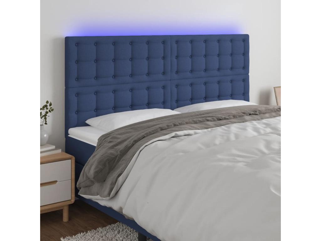 Tête de lit à LED Bleu 160x5x118/128 cm Tissu JJAQ23055
