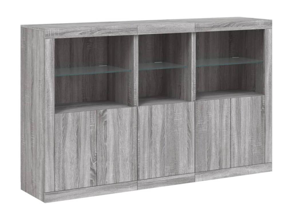 Buffet avec Domopureères LED Domopure gris 162x37x100 cm ZNSY98613