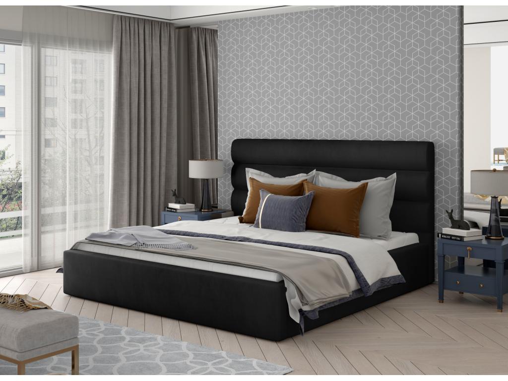 Lit design velours noir avec coffre de rangement Domopure - 4 tailles-200x200 SLNP08936