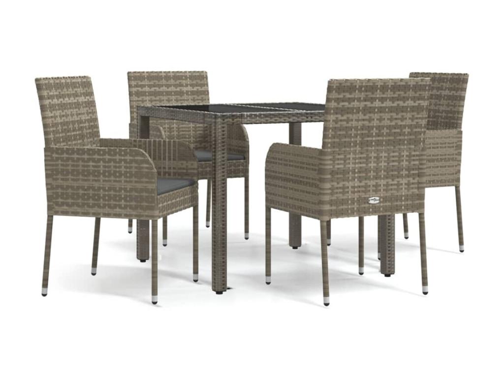 Ensemble de salle à manger de jardin 5 pcs avec coussins Gris 2 NWNS17551