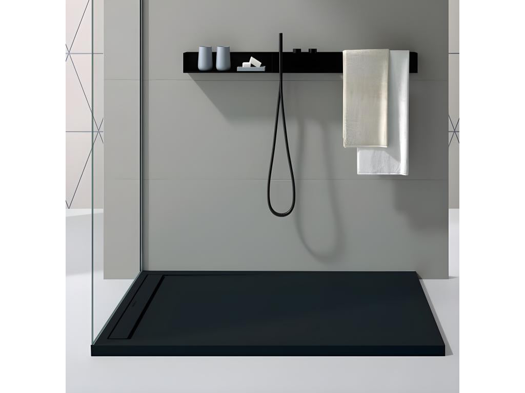 Receveur de douche Noir finition Lisse Domopure SMART grille de couleur - 160x70 cm QJOG75142