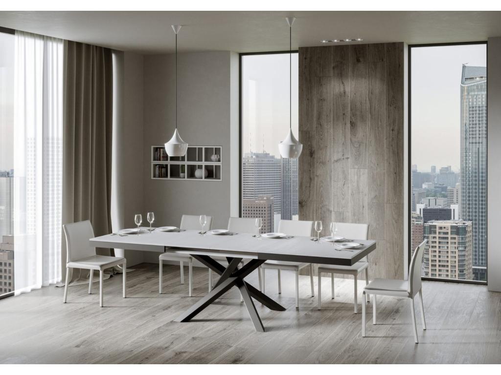 Table extensible blanche et cadre anthracite 160-264cm Klass ILFK96527