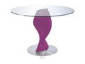 Table ronde plateau verre et pied fibre de verre laqué violet Torsada-Dimensions D 110 x H 76 cm UYCJ20612