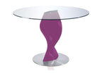 Table ronde plateau verre et pied fibre de verre laqué violet Torsada-Dimensions D 110 x H 76 cm UYCJ20612