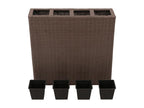 Lit surélevé de jardin avec 4 pots Résine tressée Marron MANH97479