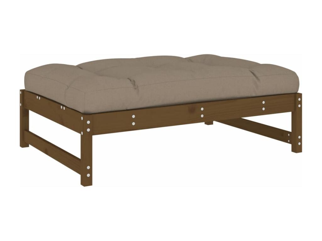 Salon de jardin 5 pcs avec coussins marron miel bois massif HZKD94467