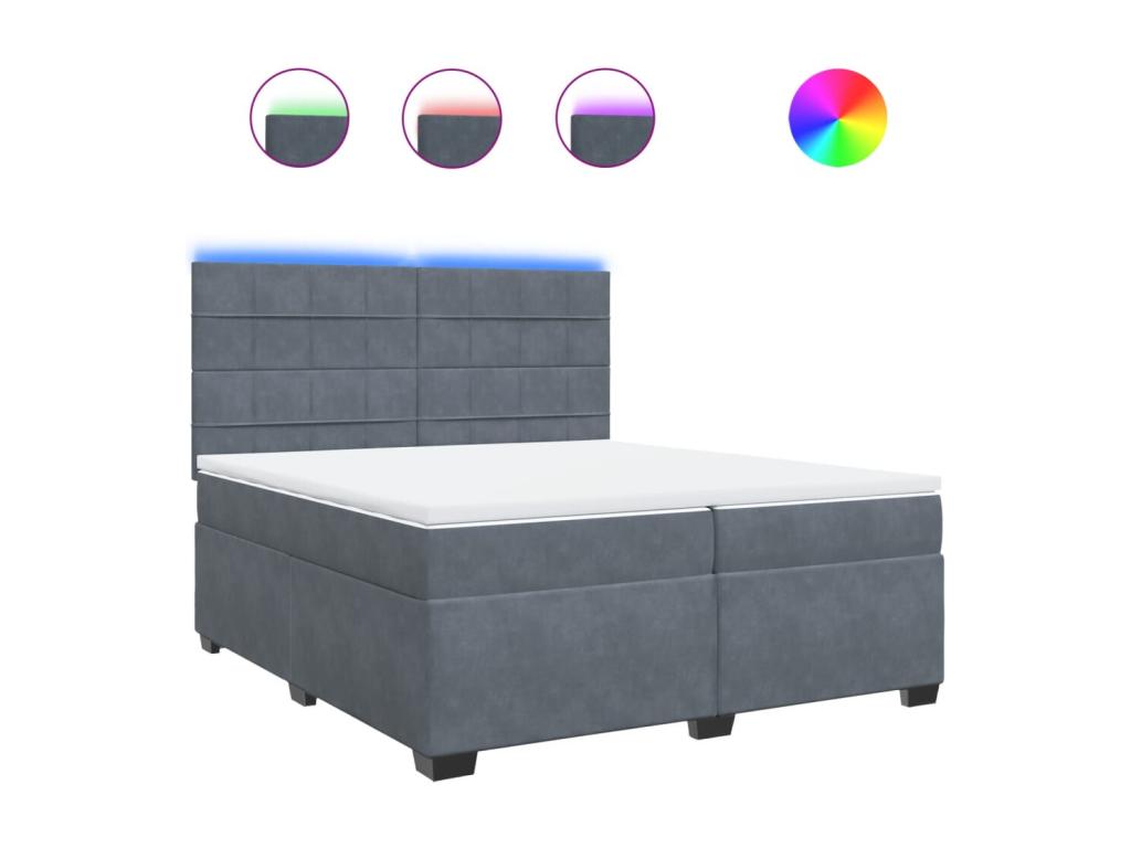Sommier à Domopure de lit et matelas Gris foncé 200x200cm Velours IIYR76366