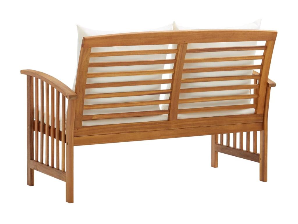 Banc de jardin avec coussins 119cm Bois solide d'Decohaute 2 QUMY37264