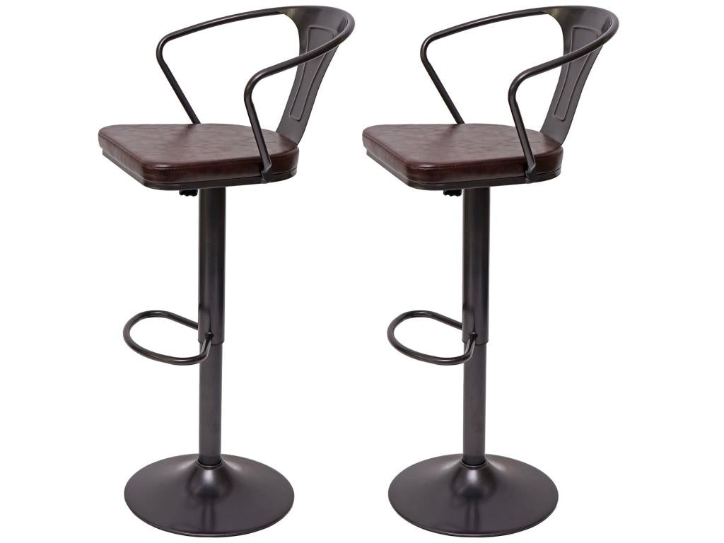 Tabouret de bar Domopure-H10b lot de 2 vintage noir-marron CXMP58392