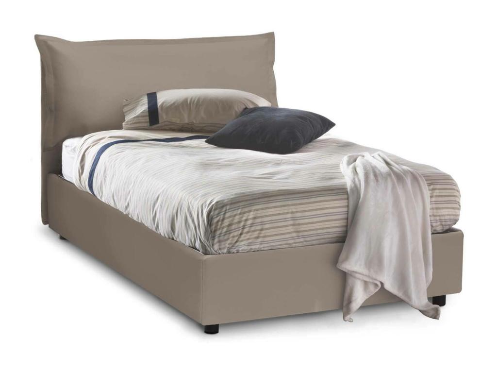 Lit double Domopure lit coffre avec revêtement en éco-cuir Made in Italy ouverture frontale avec matelas 120x190 cm inclus gris tourterelle SNZU32519