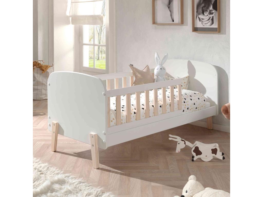 Lit enfant en bois blanc 70x140 cm - LT2034-1 AWJH22394