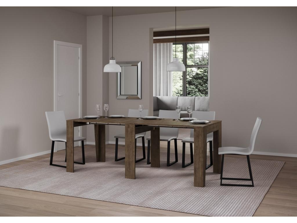 Console Extensible 90x25/211 cm Anea Noyer rallonges internes MVOF64256