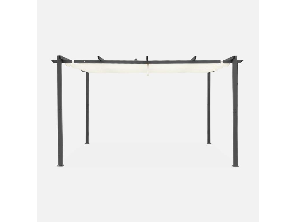 Decohaute aluminium - Decohaute 3x4m - Toile écru- Tonnelle idéale pour votre terrasse- toit rétractable- toile coulissante- structure aluminium YJIG77186