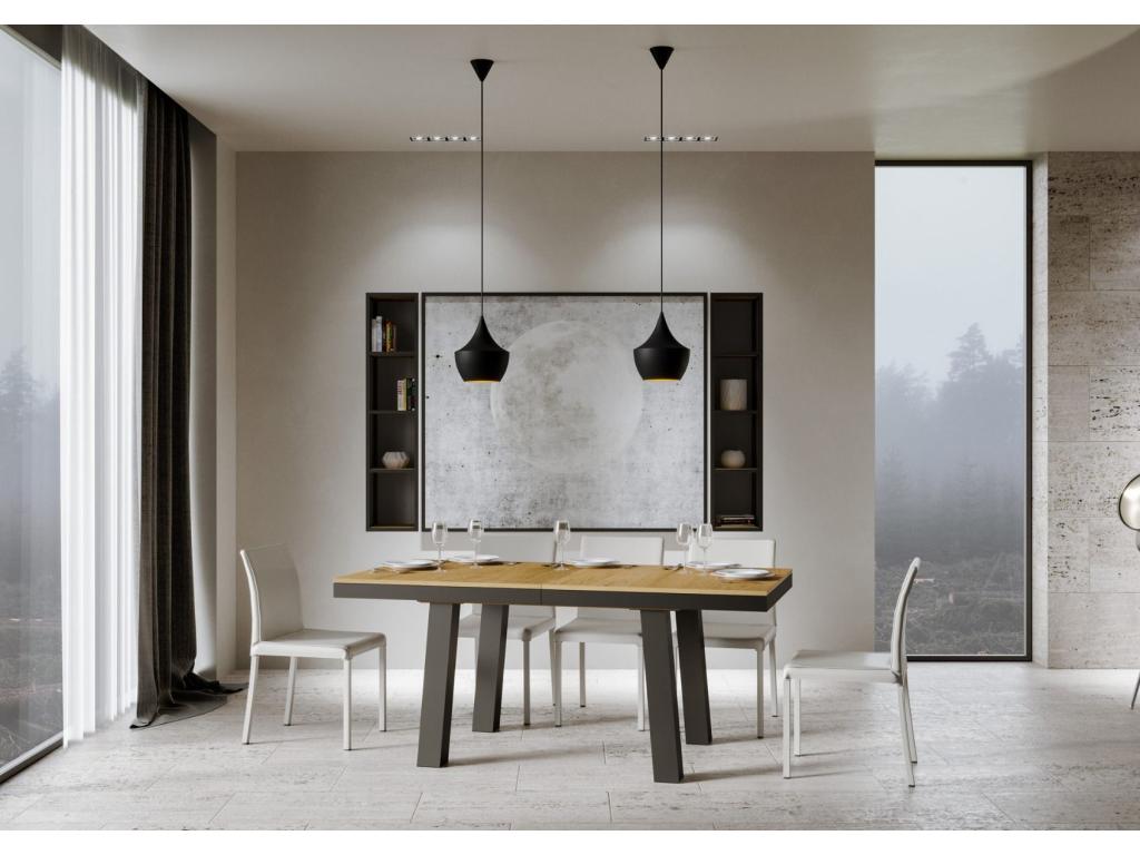 Table extensible 90x160/420 cm Bridge Evolution Chêne Nature cadre Anthracite FCKV31356