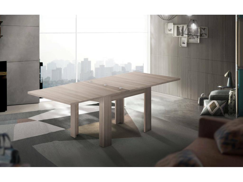Table extensible Decohaute Console auxiliaire de cuisine Table extensible Made in Italy 90x90h75 cm Orme perlé MQQT08305