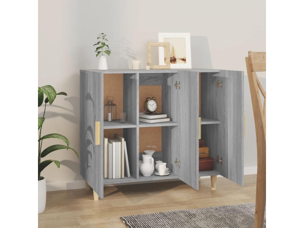 Buffet Decohaute gris 90x34x80 cm bois d'ingénierie DSBL49637