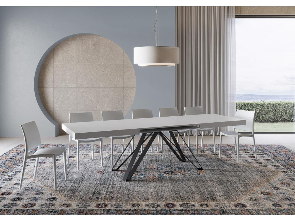 Table extensible 90x200/304 cm Decohaute frêne blanc pieds anthracite NSJJ53103