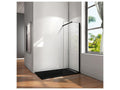 Paroi de douche à l'italienne 50x200cm en verre 8mm sécurité anticalcaire avec barre de fixation 73-120cm en carré - Noir Mat HGUR85256