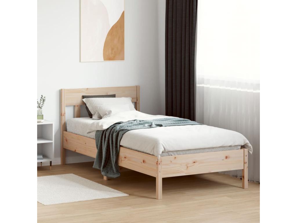 Cadre de lit sans matelas 75x190 cm bois de pin massif FMCN19802
