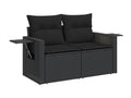Salon de jardin 6 pcs avec coussins noir résine tressée WFXT82571