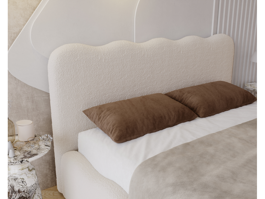 Decohaute Lit avec Rangement Lit double 140x200 cm Decohaute Lit bouclé Beige Anthology 3 RWIJ73608