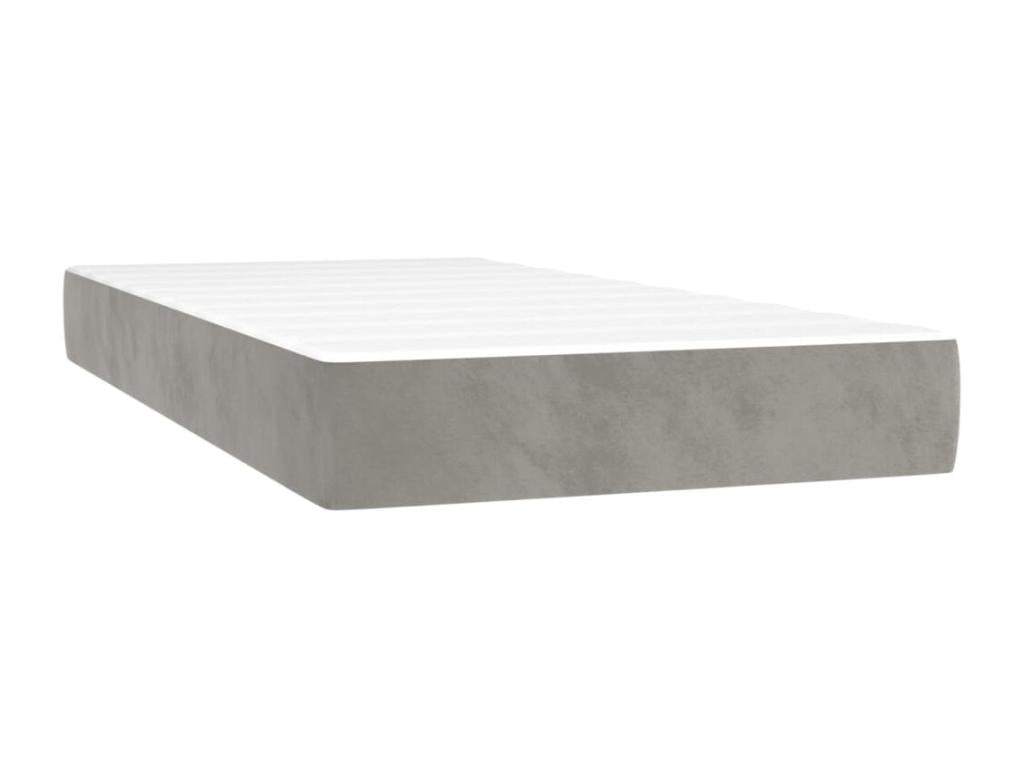 Sommier tapissier matelas et LED Gris clair 100x200 cm Velours IFNG13146