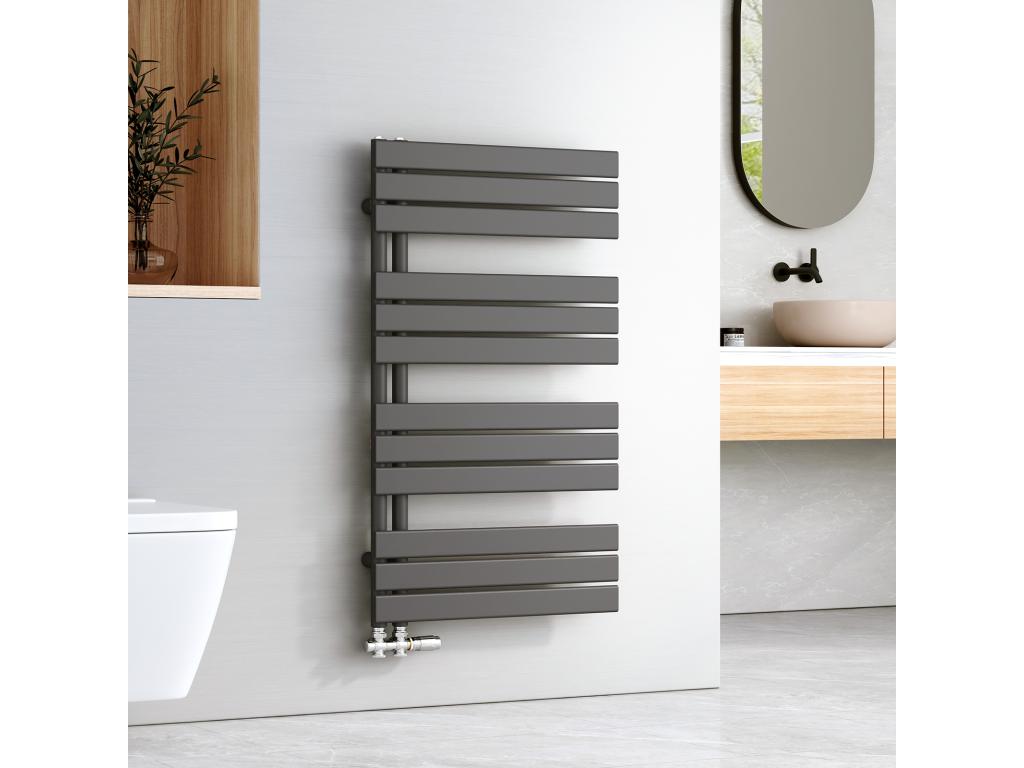 Decohaute Sèche-serviettes à Eau Chaude Panneau Plat Sèche-serviettes connexion latérale pour Anthracite 1041x600mm 670Watts FCKE98040