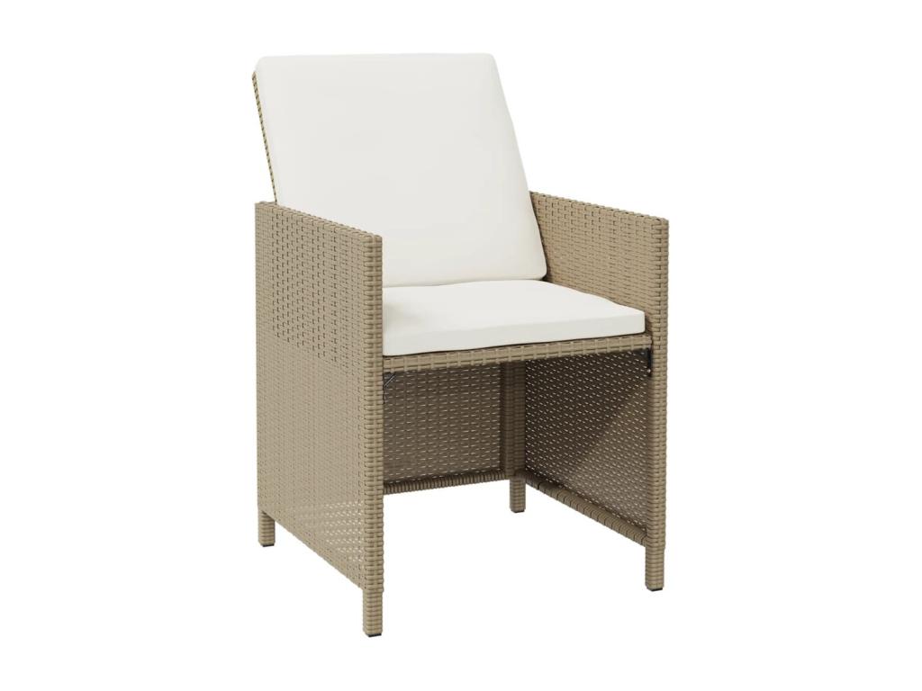 Meubles à dîner de jardin et coussins 9 pièces Poly rotin Beige RTUT20519