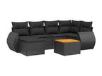 Salon de jardin 7 pcs avec coussins noir résine tressée PCKM02063