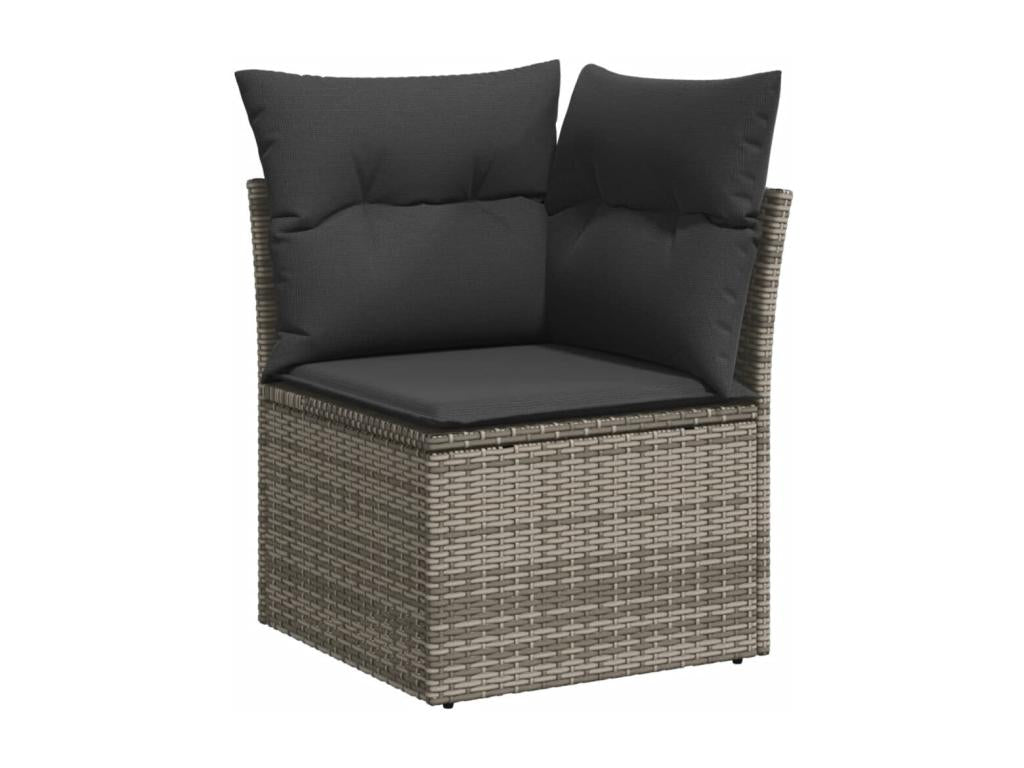 Salon de jardin avec coussins 14 pcs gris résine tressée FHDB24825