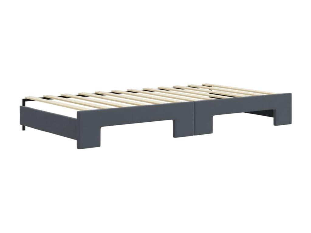 Lit de jour et gigogne et matelas gris foncé 100x200 cm velours CQSE76631