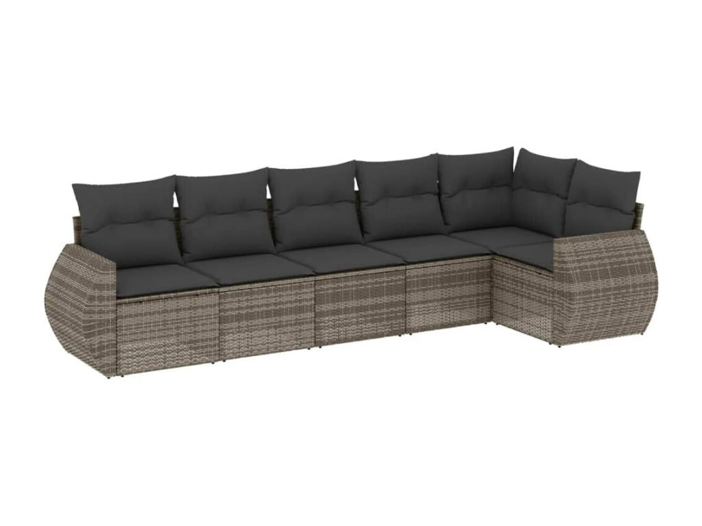 Salon de jardin 6 pièces avec coussins gris résine tressée HFSE95391