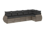Salon de jardin 6 pièces avec coussins gris résine tressée HFSE95391
