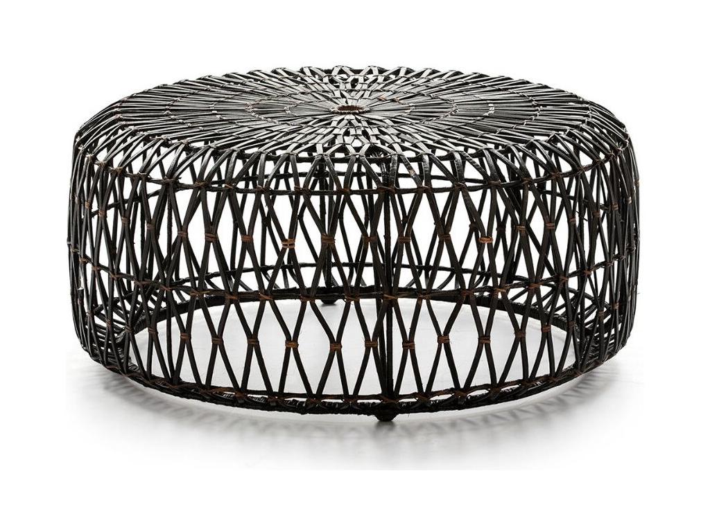 Pouf rond osier tissé brun CYKG06252