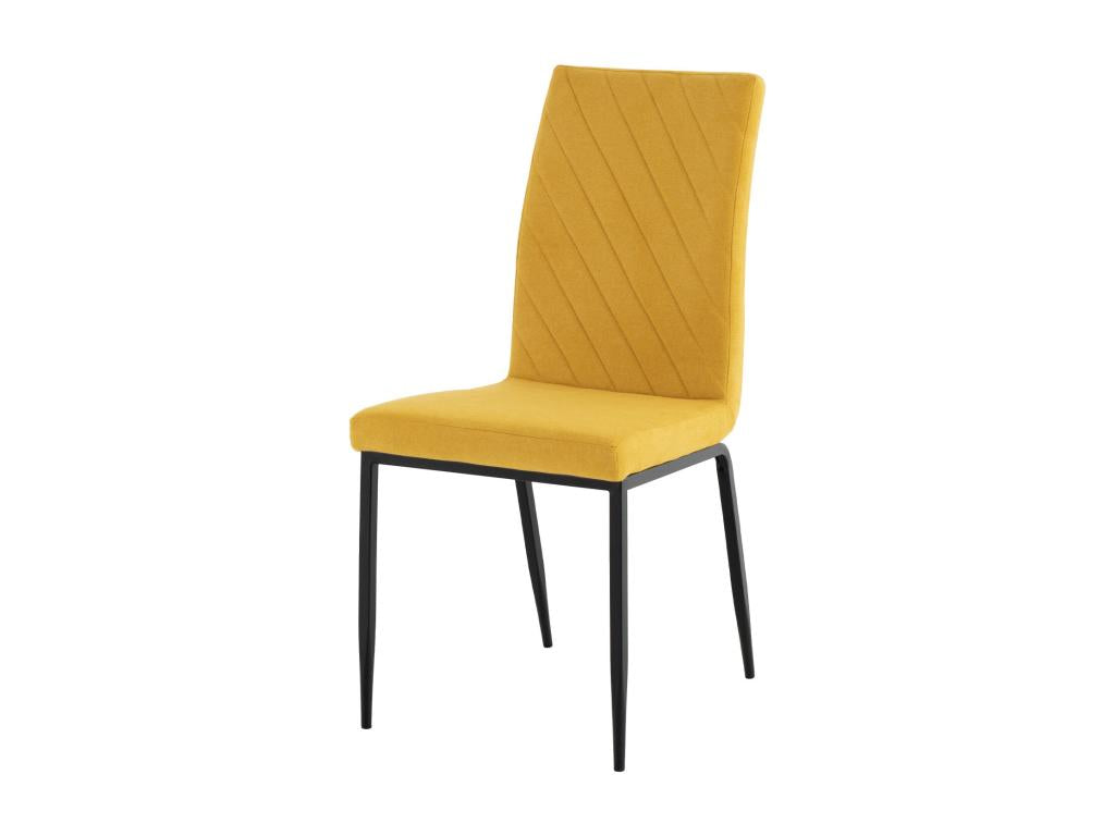 Chaise confort Decohaute – Tissu matelassé et pieds métal noir pour intérieur moderne-Couleur Jaune moutarde WGDV80759