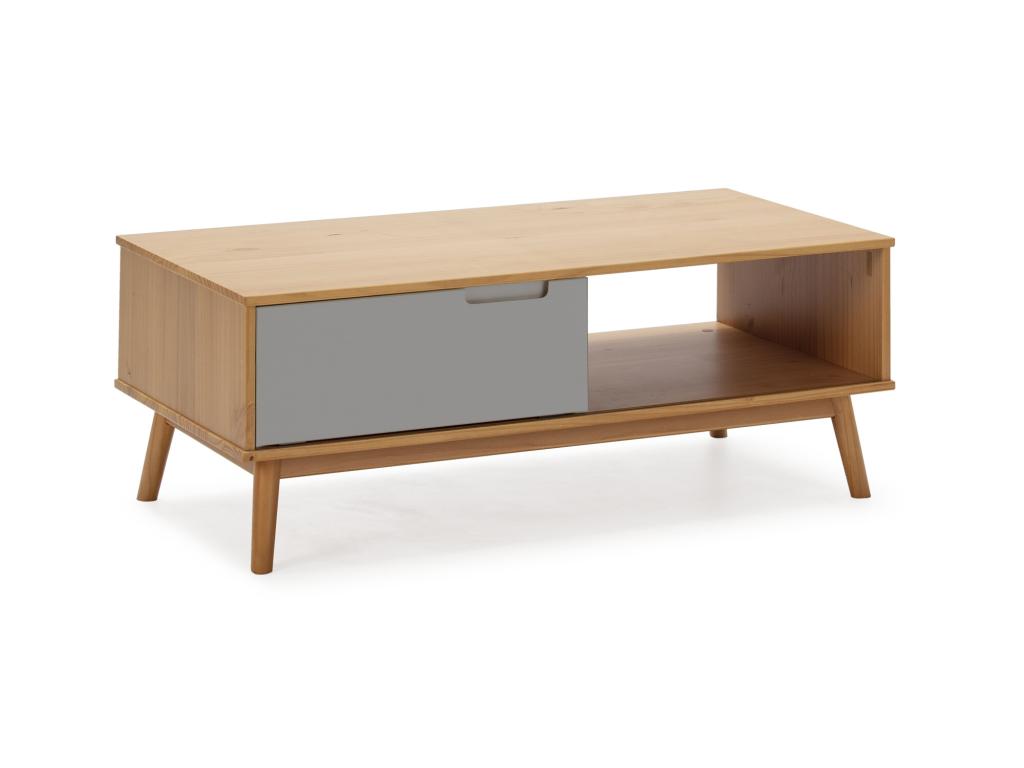 Table Basse 1 Porte Decohaute Coulissante et 1 Creux Bois Massif Longueur 110 cm CQVU80469