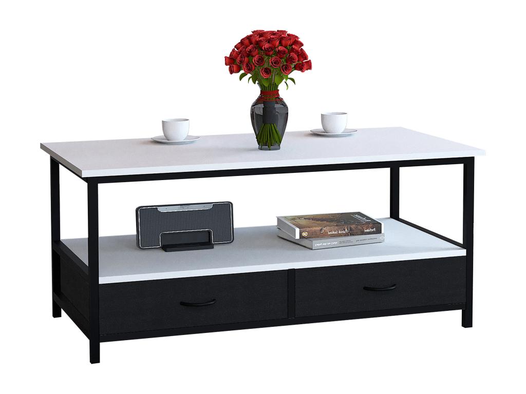 Decohaute bois Table basse Table d'appoint Table de salon Flonila Blanc HWQR63164