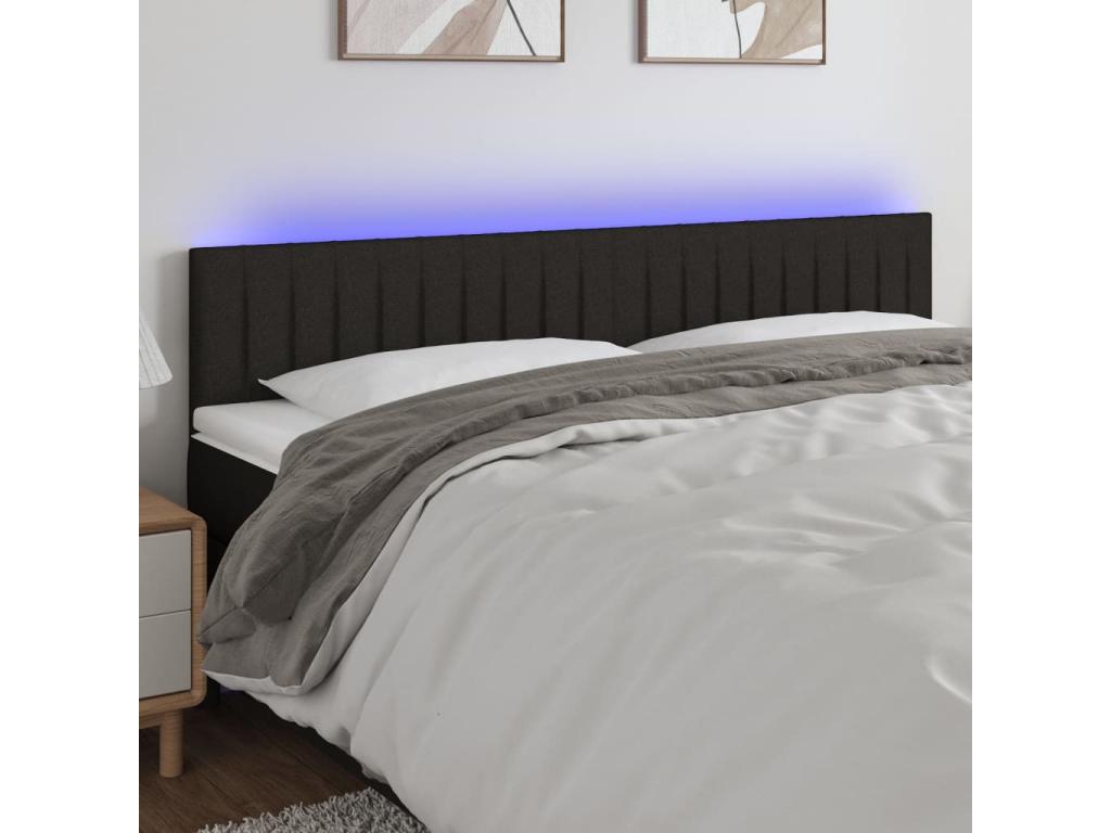 Tête de lit à LED Noir 180x5x78/88 cm Tissu JNWW99029