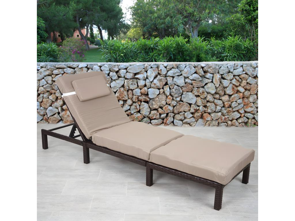 Poly-Rotin Bain de soleil Decohaute-A51 Premium Premium marron coussin crème BCRC29955
