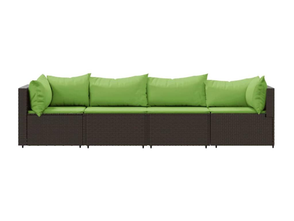 Salon de jardin 4 pcs avec coussins Marron Résine tressée BMYD28400