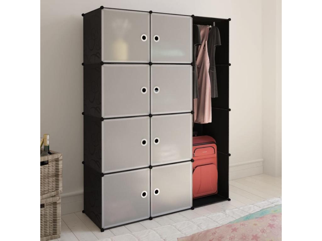 Armoire modulaire 9 compartiments noir et blanc 109x36,5x143 cm DTHE72194