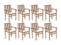Chaises de jardin empilables avec coussins lot de 8 Teck solide RPLG26195