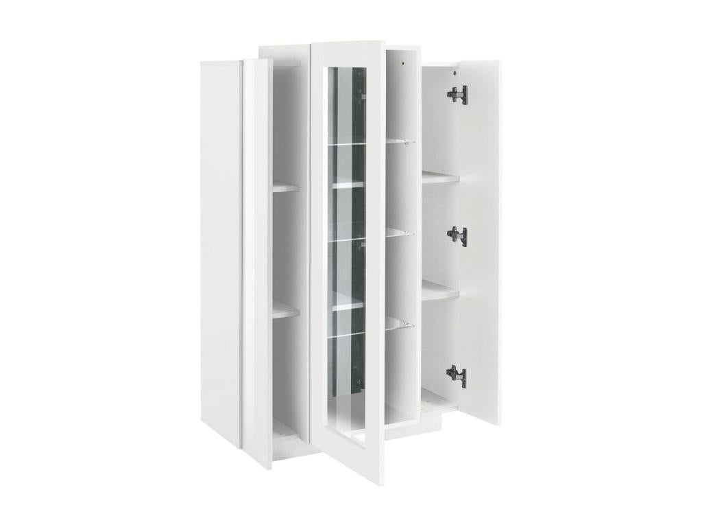 Vitrine Decohaute Buffet à trois portes Meuble de salon polyvalent Made in Italy 80x38h121 cm Blanc brillant QERF65549