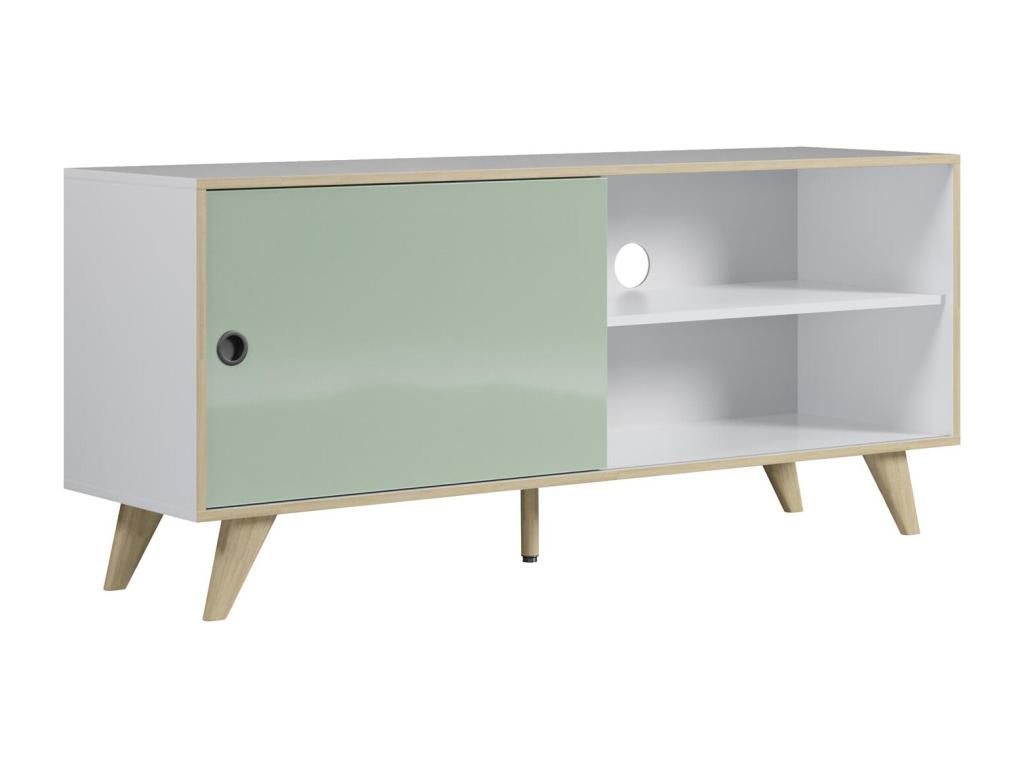 Decohaute table TV 1 porte 1 tablette blanc vert. XJYL55232