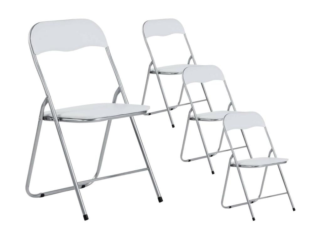Pack 4 Chaises Pliantes Rembourrées Decohaute 44x46x79cm Blanc 7house QOWB74847