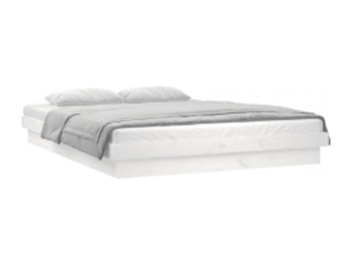 Cadre de lit à LED sans matelas blanc 200x200 cm bois massif TOTY50088
